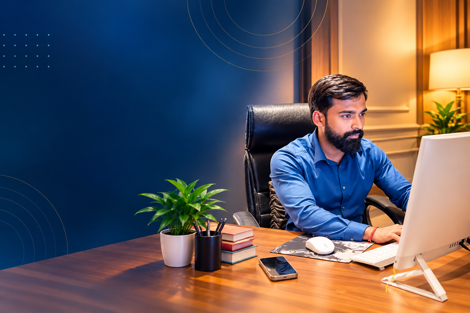 Kishan Kumar at desk - Ledgerr Solutions